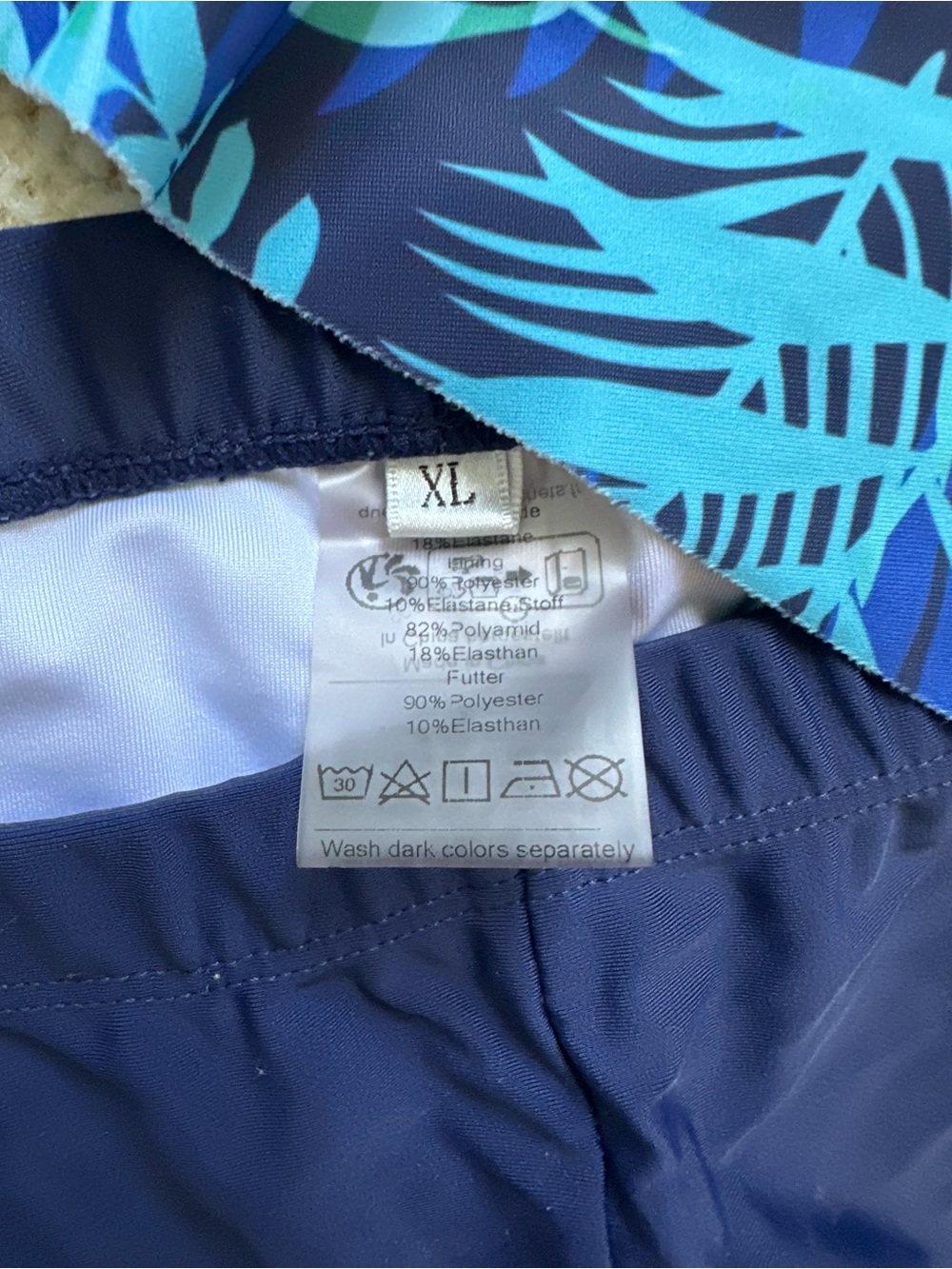 Blue Tropical Print Tankini Set with Navy Swim Shorts - Picture 2 of 4
